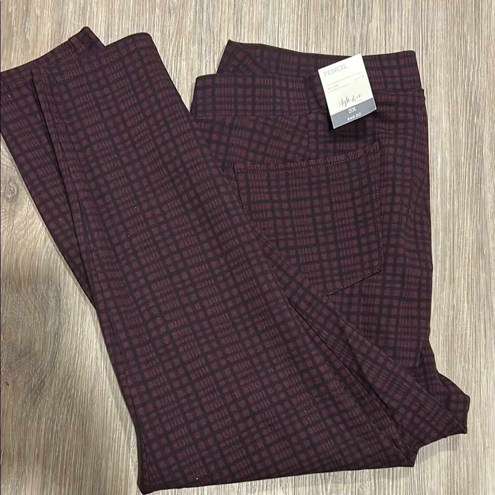 Burgundy Checkered Pants - Picture 1 of 4